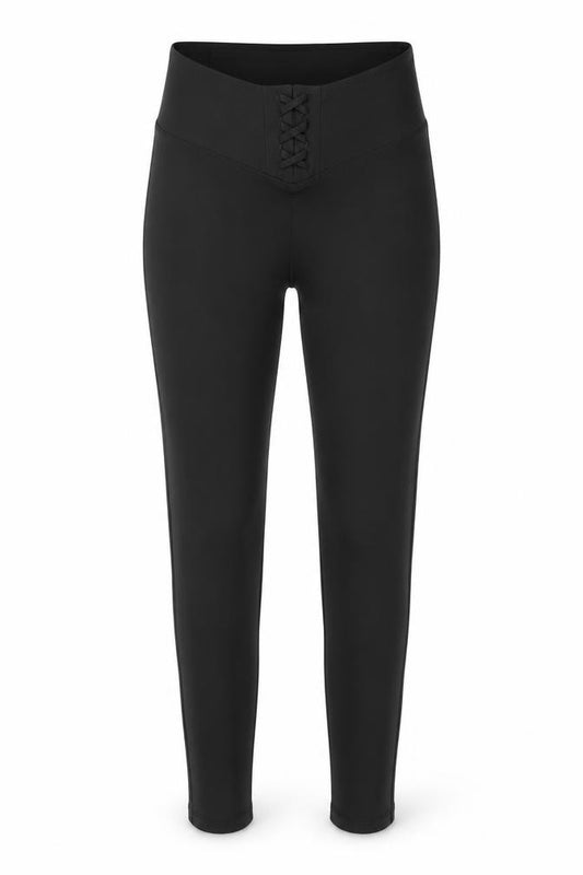 PINK Women's Black High Rise Lace-Up Active Leggings Size L