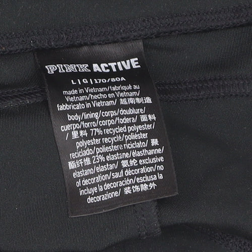 PINK Women's Black High Rise Lace-Up Active Leggings Size L