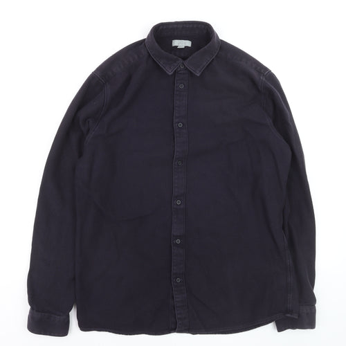 COS Men's Black Cotton Twill Button-Up Long Sleeve Shirt M