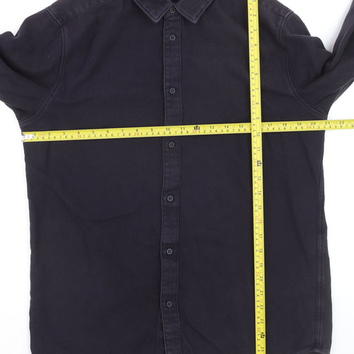 COS Men's Black Cotton Twill Button-Up Long Sleeve Shirt M