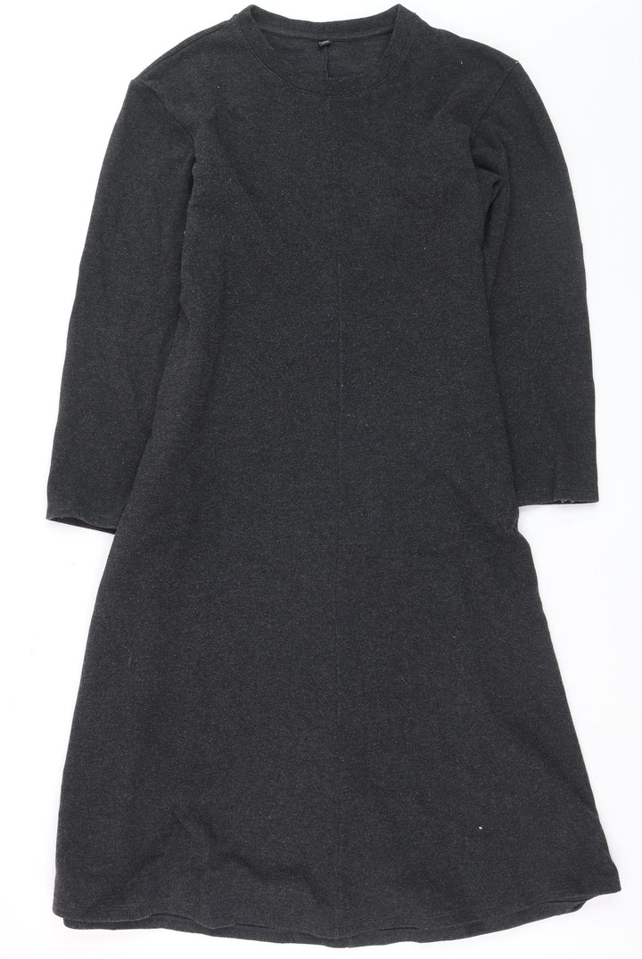 UNIQLO Women Black M Long Sleeve Jersey Shift Dress