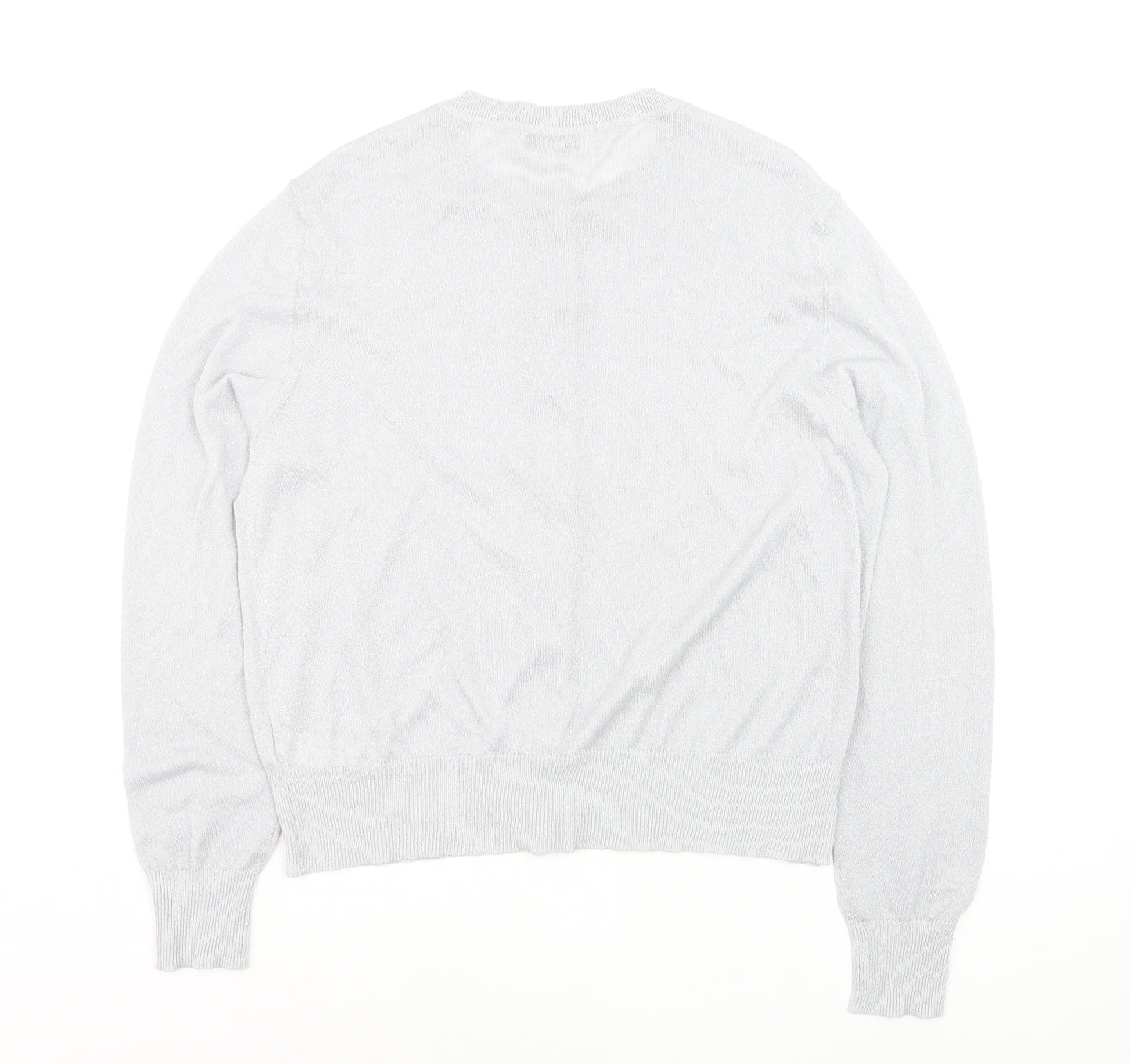 Marks and Spencer Women’s Silver Cardigan Size 16 Crew Neck Knitwear