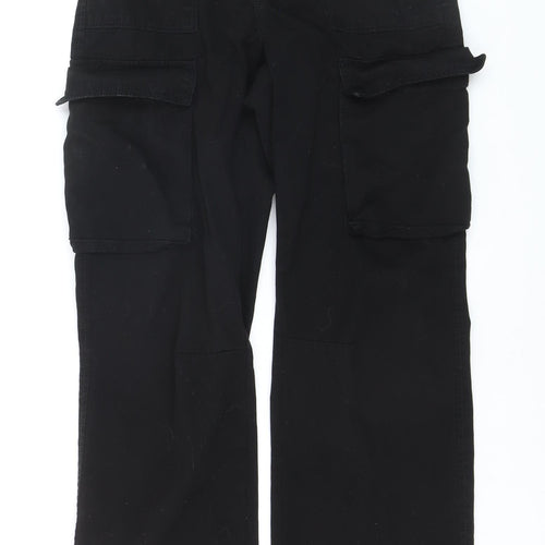 Bershka Women's Black Size 8 Medium Rise Cargo Straight Jeans