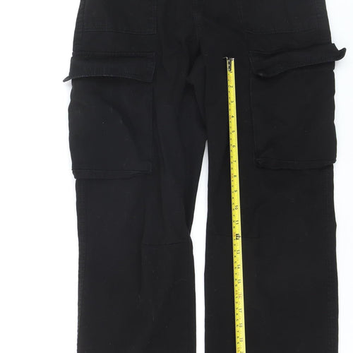 Bershka Women's Black Size 8 Medium Rise Cargo Straight Jeans