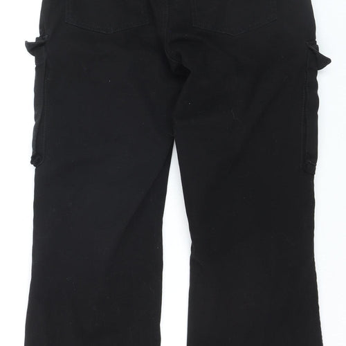 Bershka Women's Black Size 8 Medium Rise Cargo Straight Jeans