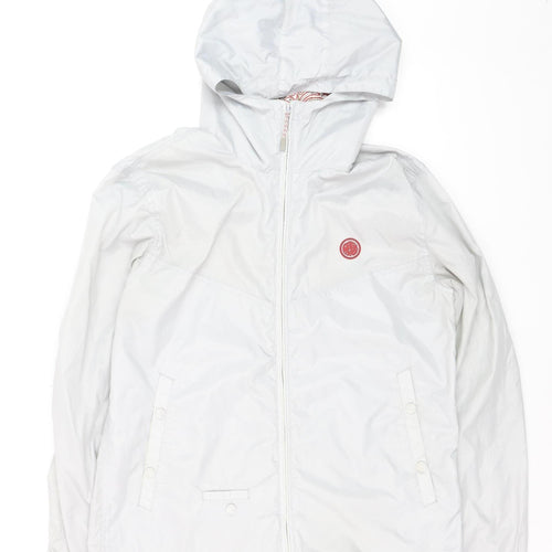 Pretty Green Women's White Hooded Windbreaker Jacket Size M