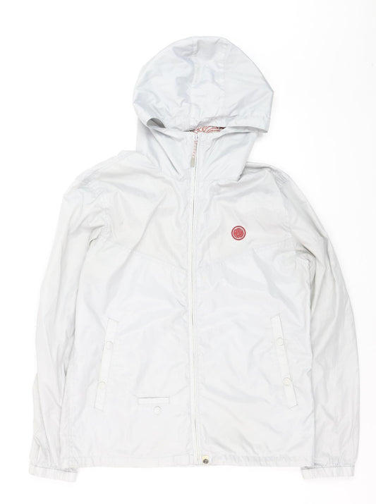 Pretty Green Women's White Hooded Windbreaker Jacket Size M