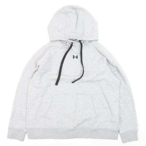 Under Armour Mens Grey Pullover Hoodie Size L Relaxed Fit Sportswear