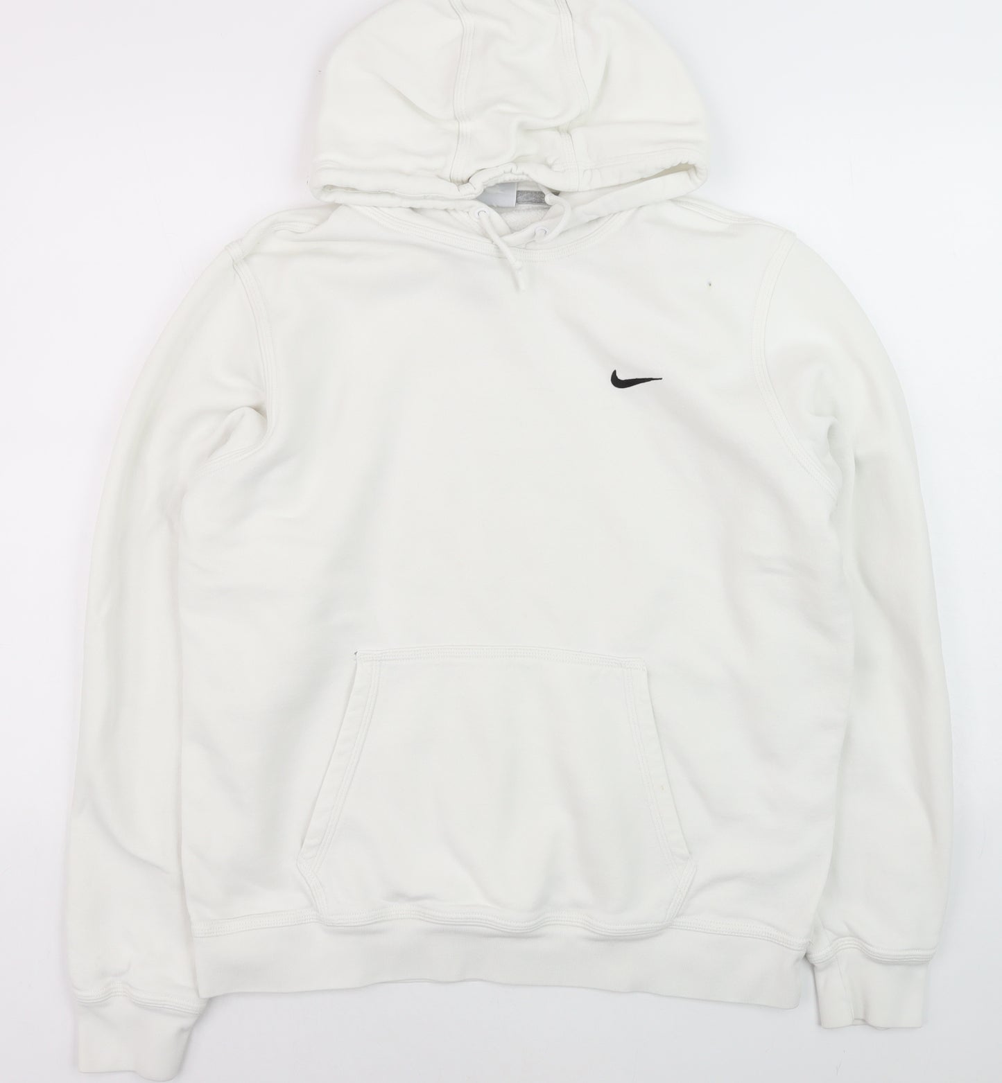 Nike Men's White Pullover Hoodie L Fleece Logo Sweatshirt