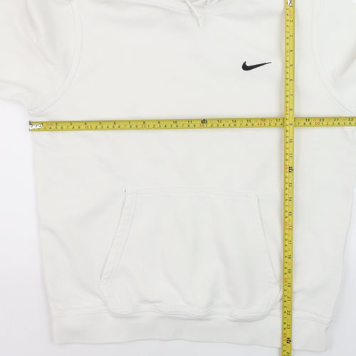 Nike Men's White Pullover Hoodie L Fleece Logo Sweatshirt