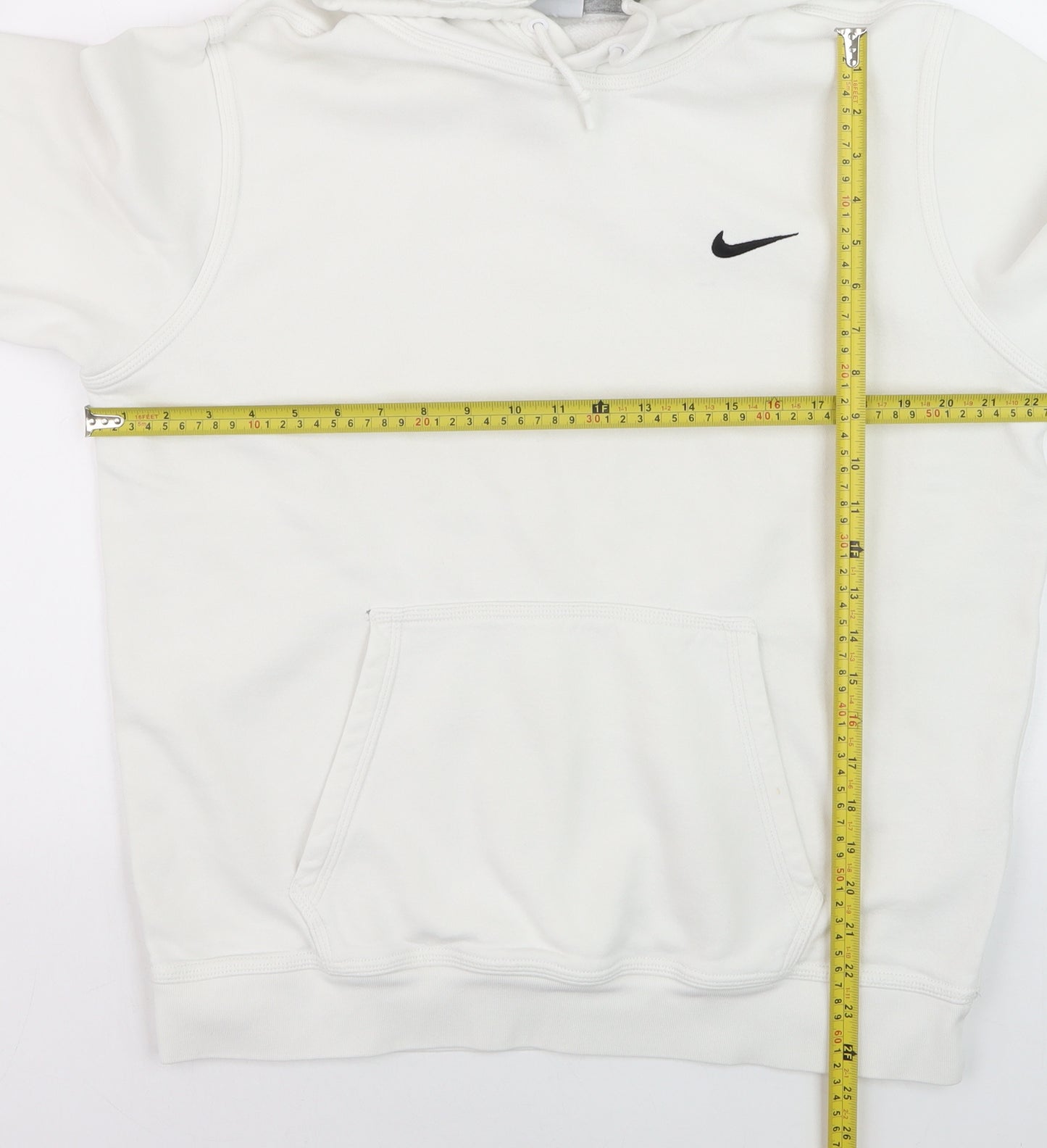 Nike Men's White Pullover Hoodie L Fleece Logo Sweatshirt
