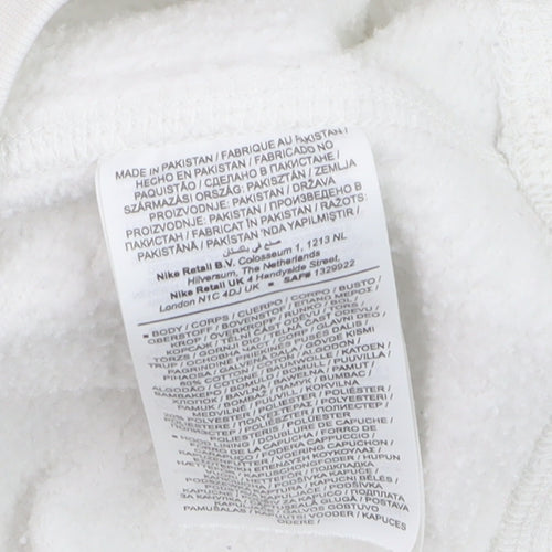 Nike Men's White Pullover Hoodie L Fleece Logo Sweatshirt