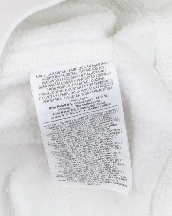 Nike Men's White Pullover Hoodie L Fleece Logo Sweatshirt