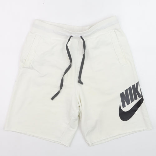 Nike Men's White Sweat Shorts Size S with Drawstring Waist