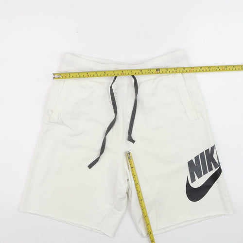 Nike Men's White Sweat Shorts Size S with Drawstring Waist