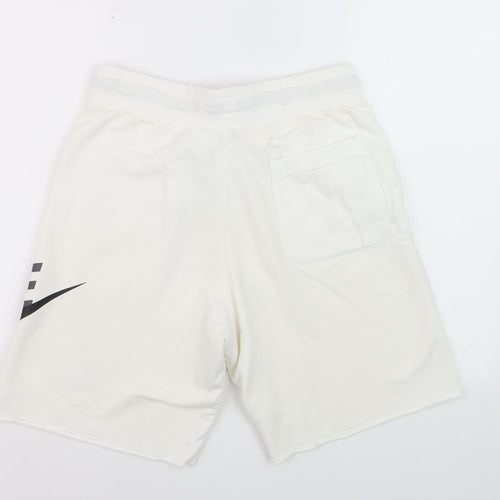 Nike Men's White Sweat Shorts Size S with Drawstring Waist