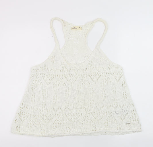 Hollister Women Ivory Knit Crochet Racerback Camisole Tank M