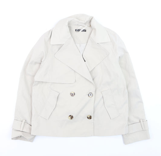 Dunnes Women’s Beige Short Trench Coat Size S Classic Style