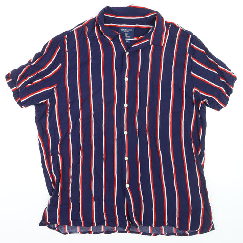 Springfield Men's Blue Striped Regular Fit Short Sleeve Shirt 2XL