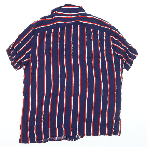 Springfield Men's Blue Striped Regular Fit Short Sleeve Shirt 2XL