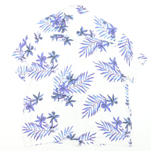 Burton Menswear London Men's White XL Tropical Floral Short Sleeve Shirt