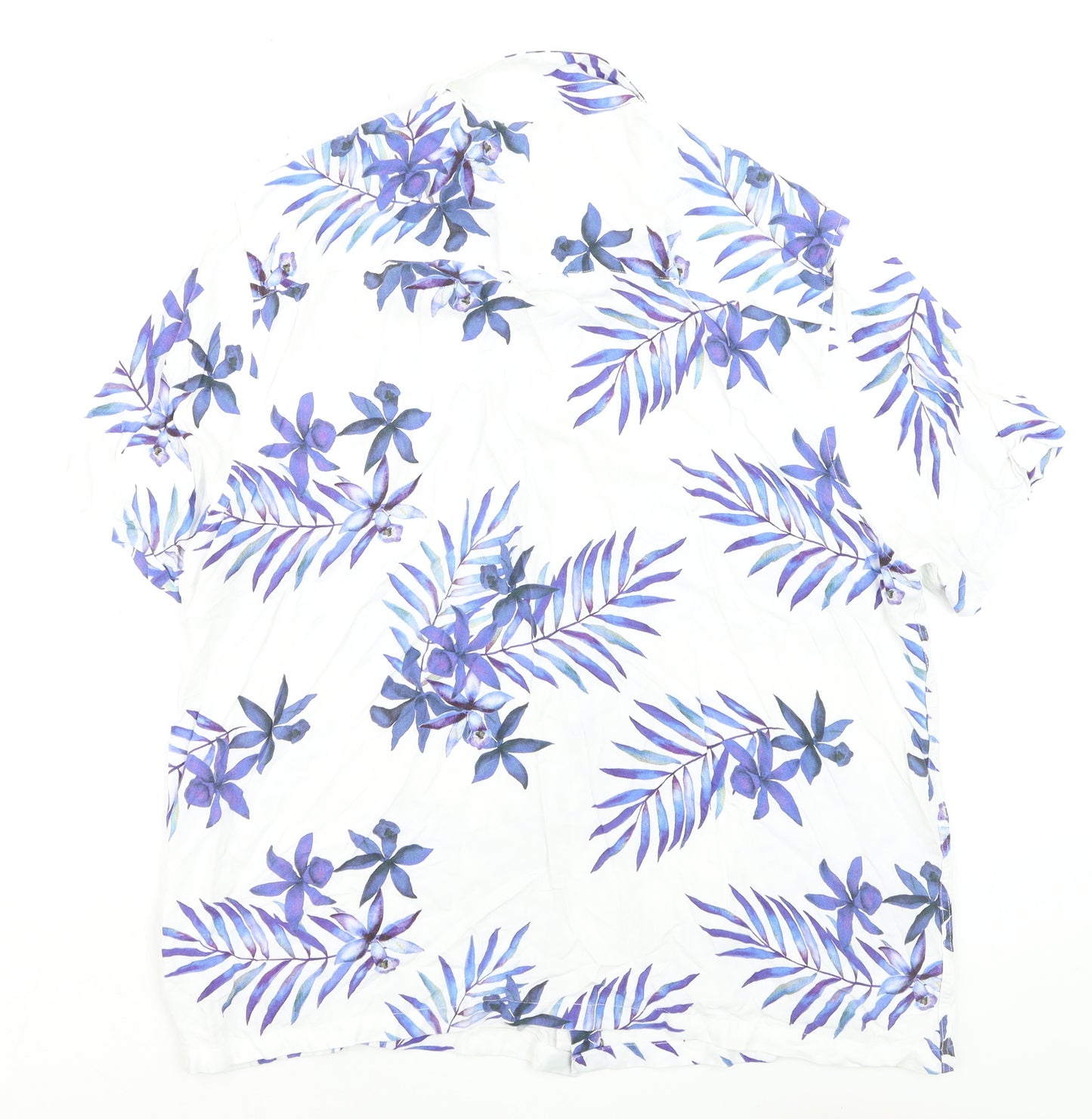 Burton Menswear London Men's White XL Tropical Floral Short Sleeve Shirt