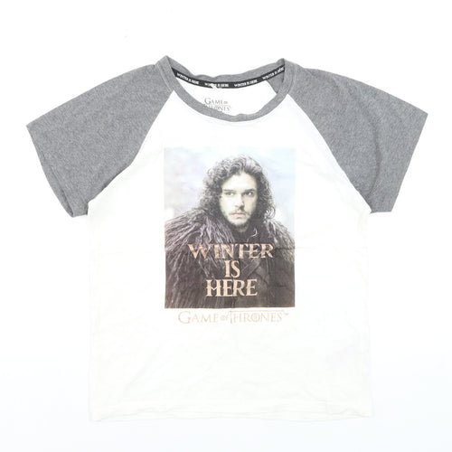 Game of Thrones Women's Grey & White Raglan T-Shirt Size S