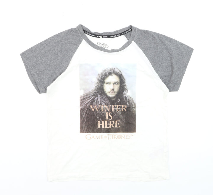 Game of Thrones Women's Grey & White Raglan T-Shirt Size S