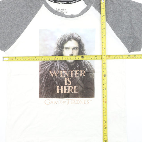 Game of Thrones Women's Grey & White Raglan T-Shirt Size S
