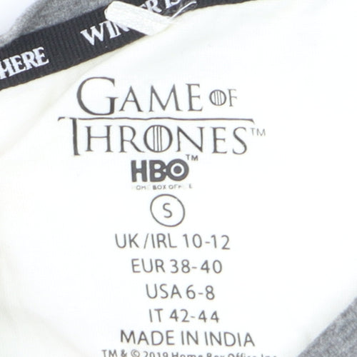 Game of Thrones Women's Grey & White Raglan T-Shirt Size S