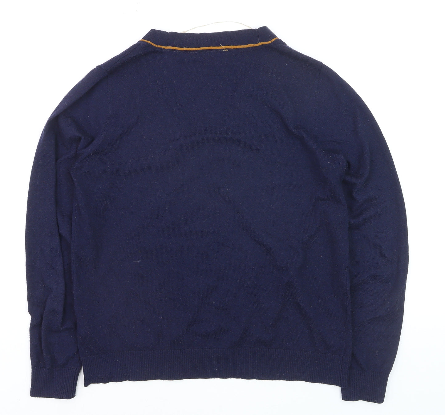 Yest Women's Blue V-Neck Long Sleeve Cotton Knit Jumper Size 10