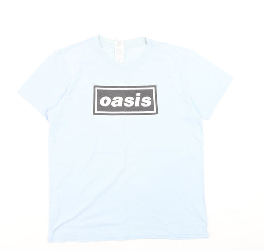 Gildan Women's Blue Oasis T-Shirt Music Band Medium