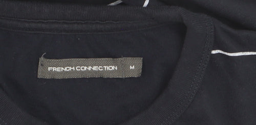 French Connection Men's Blue Striped Cotton Crew Neck T-Shirt M