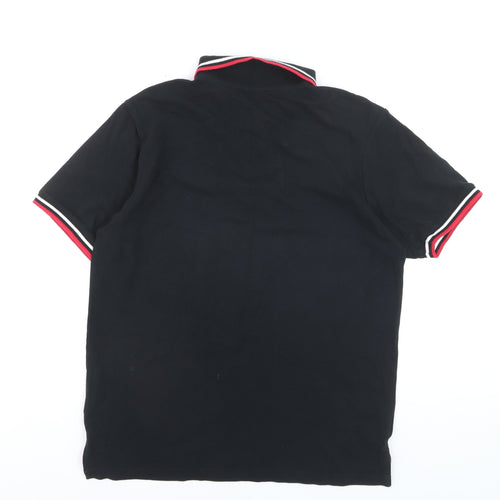 The Rolling Stones Men's Black Polo Shirt Size M Embroidered Band Logo