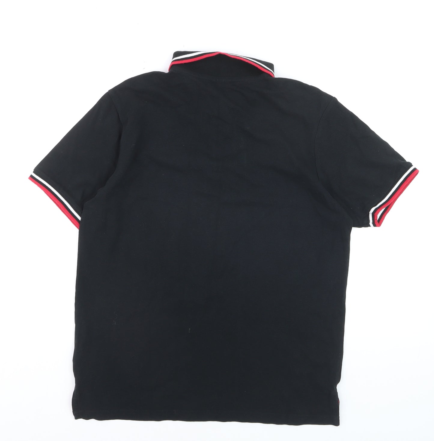 The Rolling Stones Men's Black Polo Shirt Size M Embroidered Band Logo