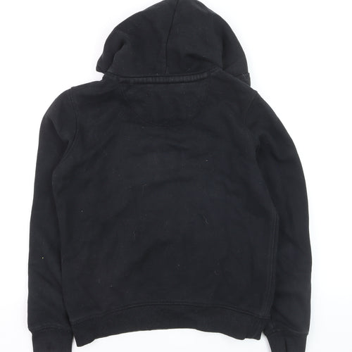 Jack Wills Boys Black Pullover Hoodie Size 8 Cotton Blend Casual Sweatshirt