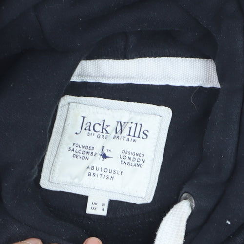 Jack Wills Boys Black Pullover Hoodie Size 8 Cotton Blend Casual Sweatshirt