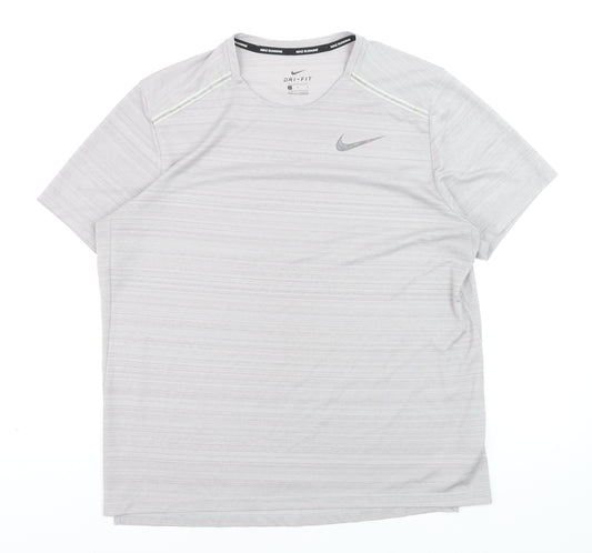 Nike Men's Grey Dri-FIT Running T-Shirt Size L Lightweight Sports Top