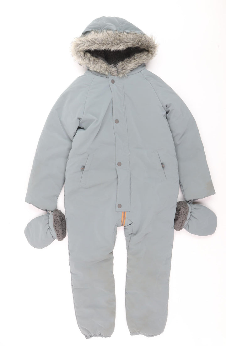 FatFace Boys Grey Waterproof Hooded Snowsuit 5-6 Years Winter Padded Outerwear