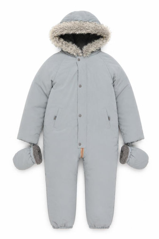 FatFace Boys Grey Waterproof Hooded Snowsuit 5-6 Years Winter Padded Outerwear