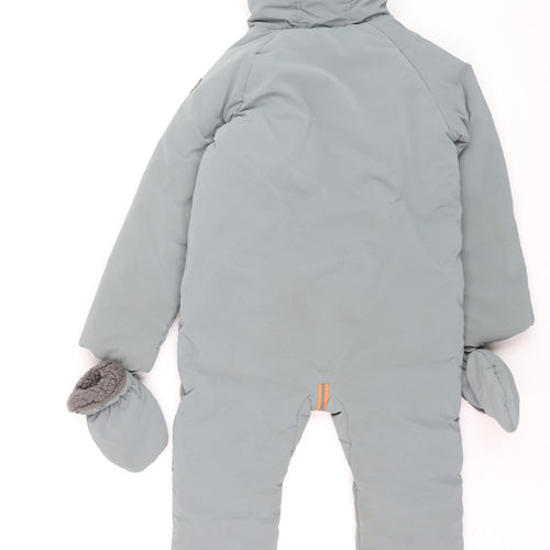 FatFace Boys Grey Waterproof Hooded Snowsuit 5-6 Years Winter Padded Outerwear
