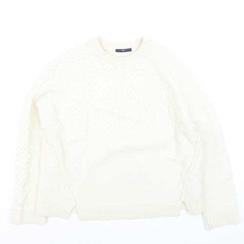 HIGH Women’s Ivory Wool Cable-Knit Jumper Size L