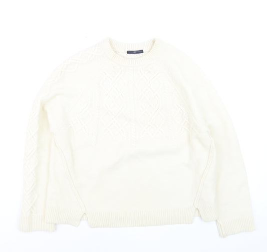 HIGH Women’s Ivory Wool Cable-Knit Jumper Size L