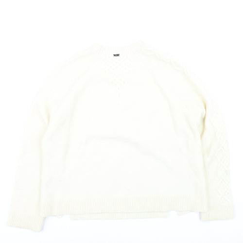 HIGH Women’s Ivory Wool Cable-Knit Jumper Size L