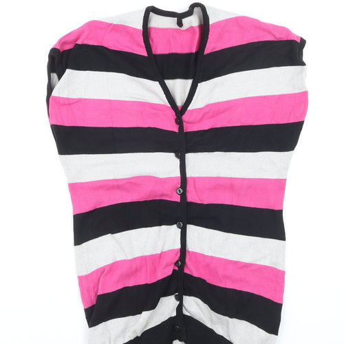 Dunnes Womens Multicoloured Striped Knit V-Neck Cardigan Size 8