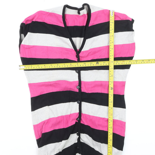 Dunnes Womens Multicoloured Striped Knit V-Neck Cardigan Size 8