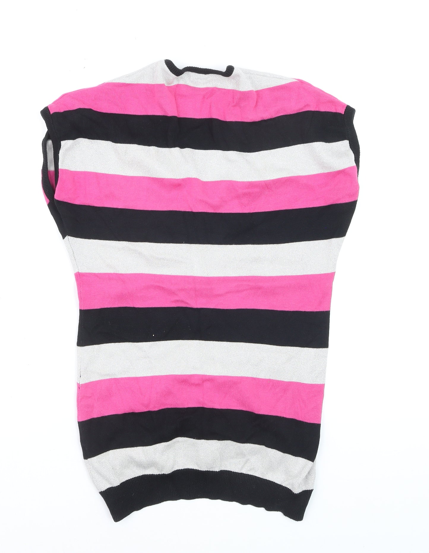 Dunnes Womens Multicoloured Striped Knit V-Neck Cardigan Size 8