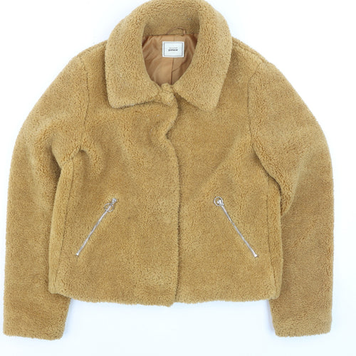 Pimkie Women's Beige Fleece Bomber Jacket Size Small