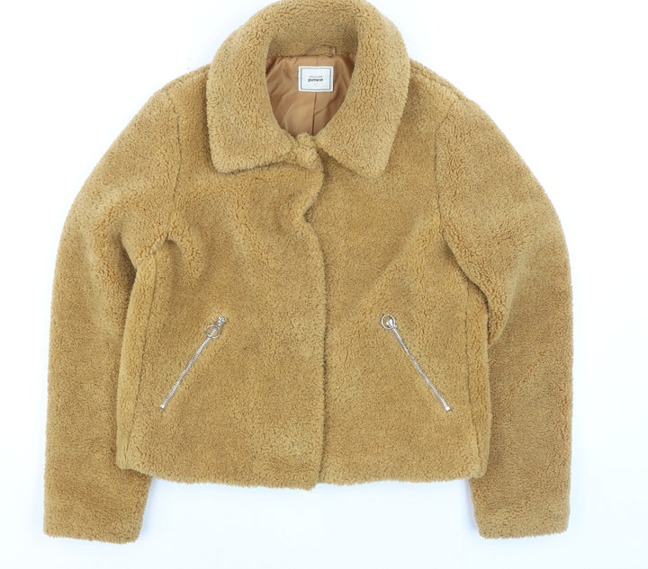Pimkie Women's Beige Fleece Bomber Jacket Size Small