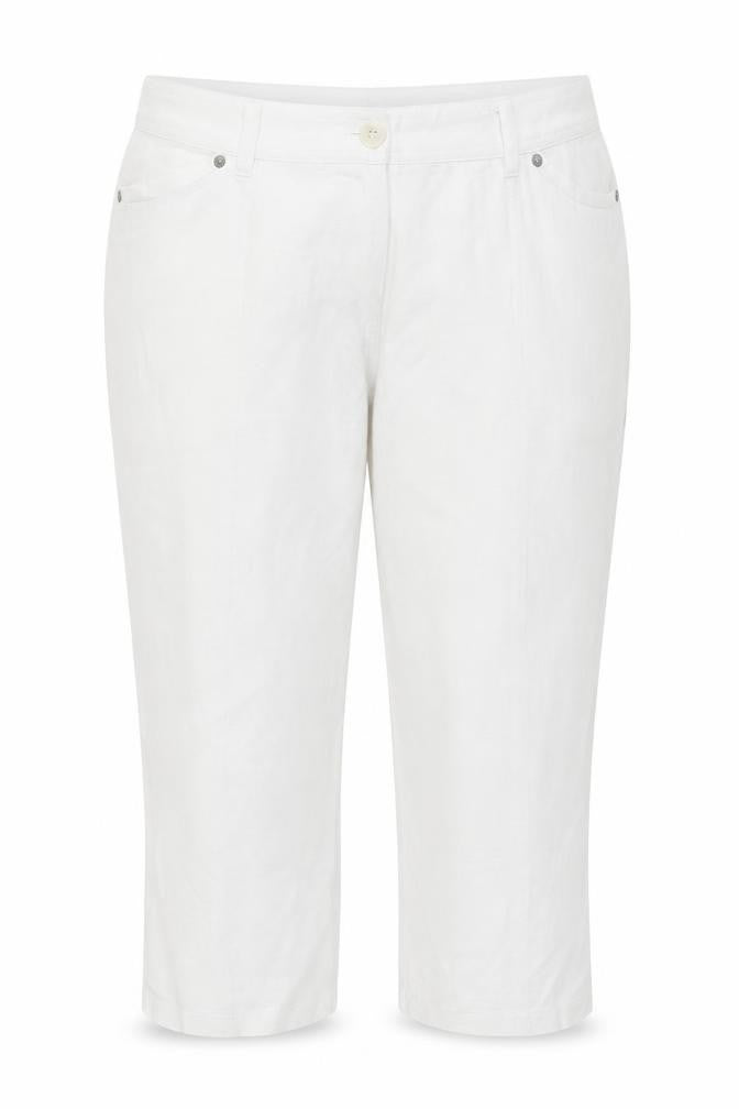 Micha Women White Cropped Relaxed Jeans Size 18 Ramie Fabric